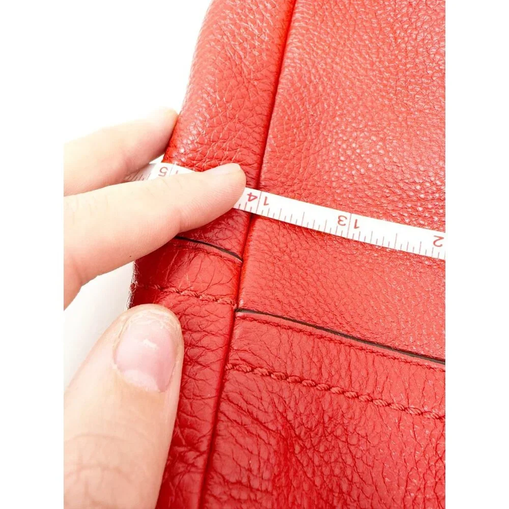 Coach Park Pebble Leather Hobo Shoulder Bag Purse Zip Top F23293 Red Large‎